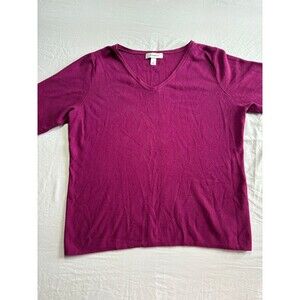 Dress Barn Eggplant Purple Knit Vneck Stretchy Sweater size XL